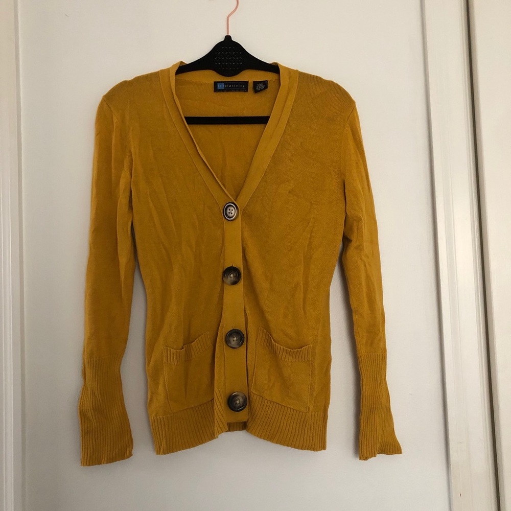 Relativity Mustard Yellow Button Front Cardigan
